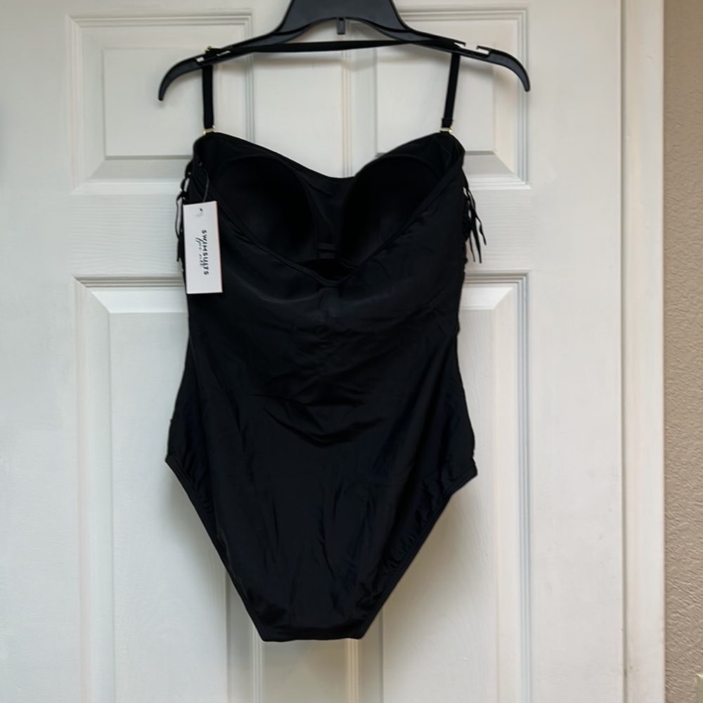 Swimsuits For All Fringe Bandeau One Piece Swimsuit-Size 12 NWT - Picture 2 of 9